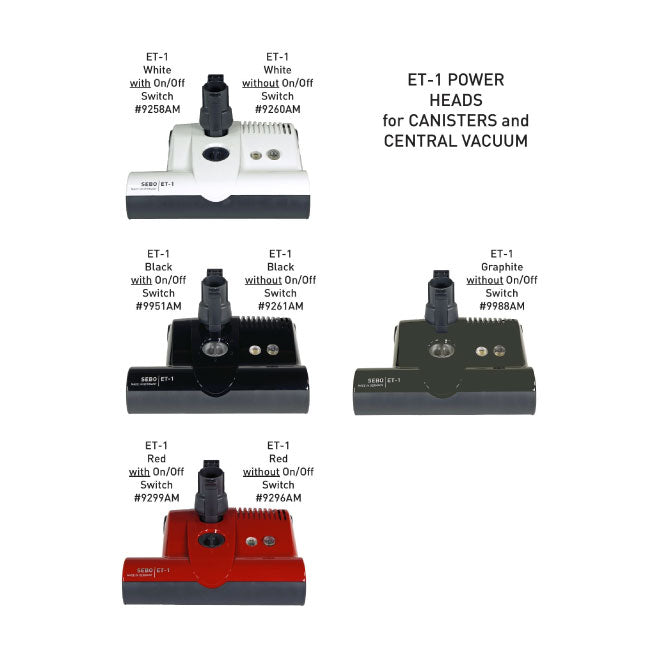 SEBO ET Power Head with on/off Switch for D4, E3, K3, C3.1, and Felix Vacuums