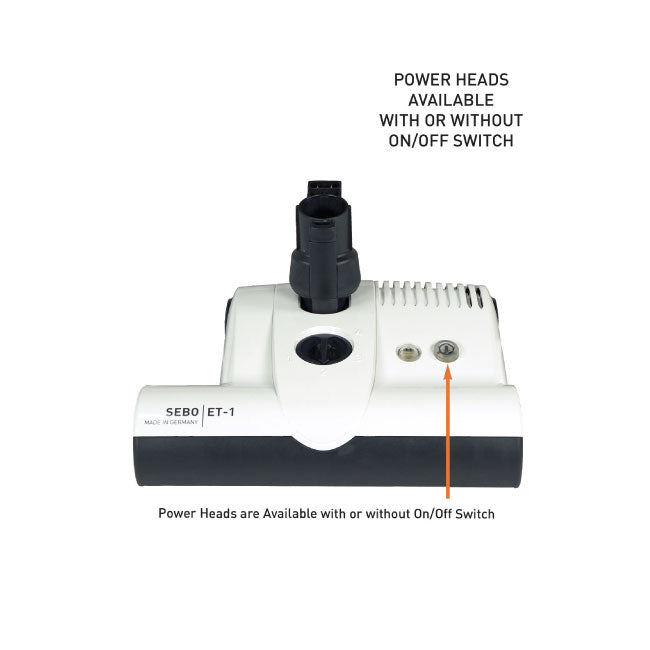 SEBO ET Power Head with on/off Switch for D4, E3, K3, C3.1, and Felix Vacuums