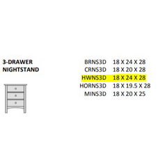3 Drawer Nightstand Sizing Chart