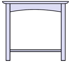 Simple line drawing of a lamp table on a white background