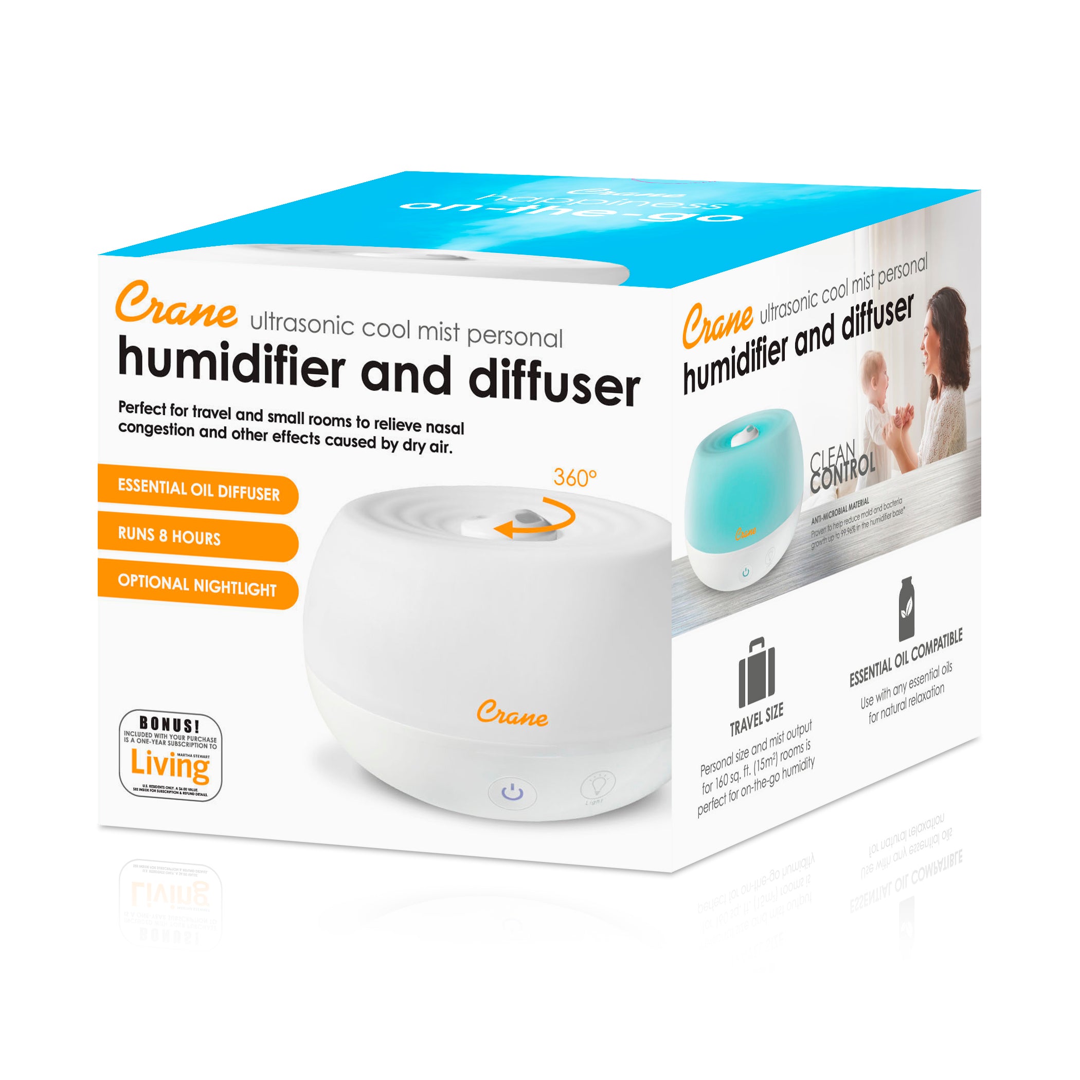 Crane Personal 2-in-1 Ultrasonic Cool Mist Humidifier & Aroma Diffuser –  Allergy Buyers Club